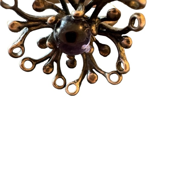 Brutalist Israel Sterling Silver Amethyst Ring Size 7 - Picture 9 of 10